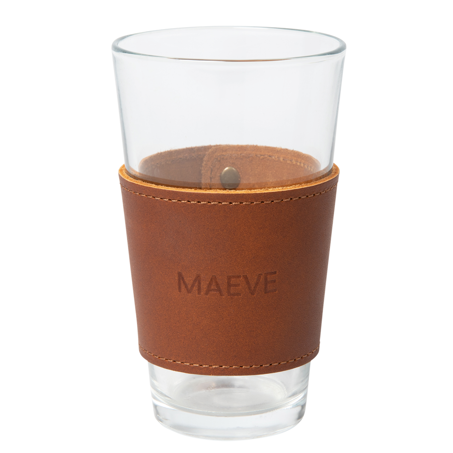 Personalized Leather Pint Glass Sleeve