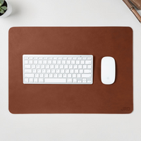 Personalized leather WFH desk set in copper