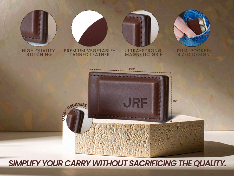 Personalized Leather Money Clip