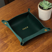 Personalized leather WFH desk set in emerald