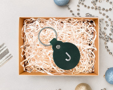 Personalized Leather Circle Key Fob