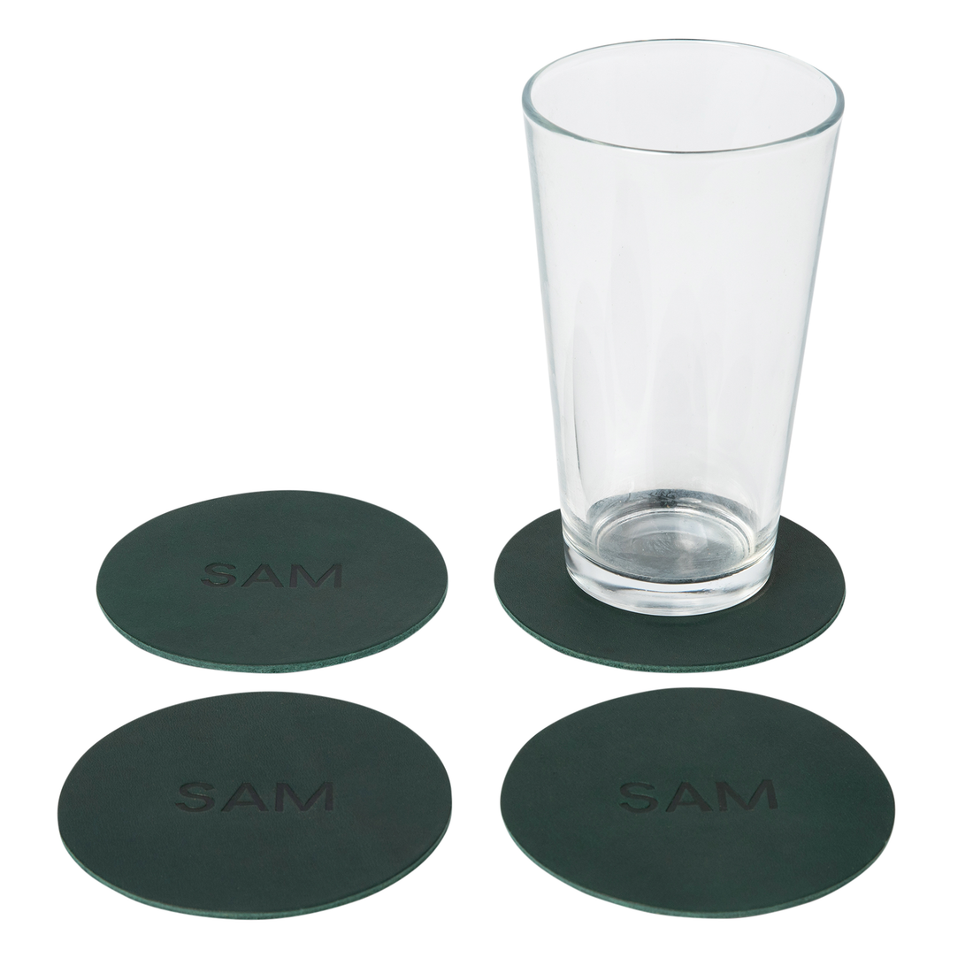 Personalized Leather Circle Coasters - Set of 4