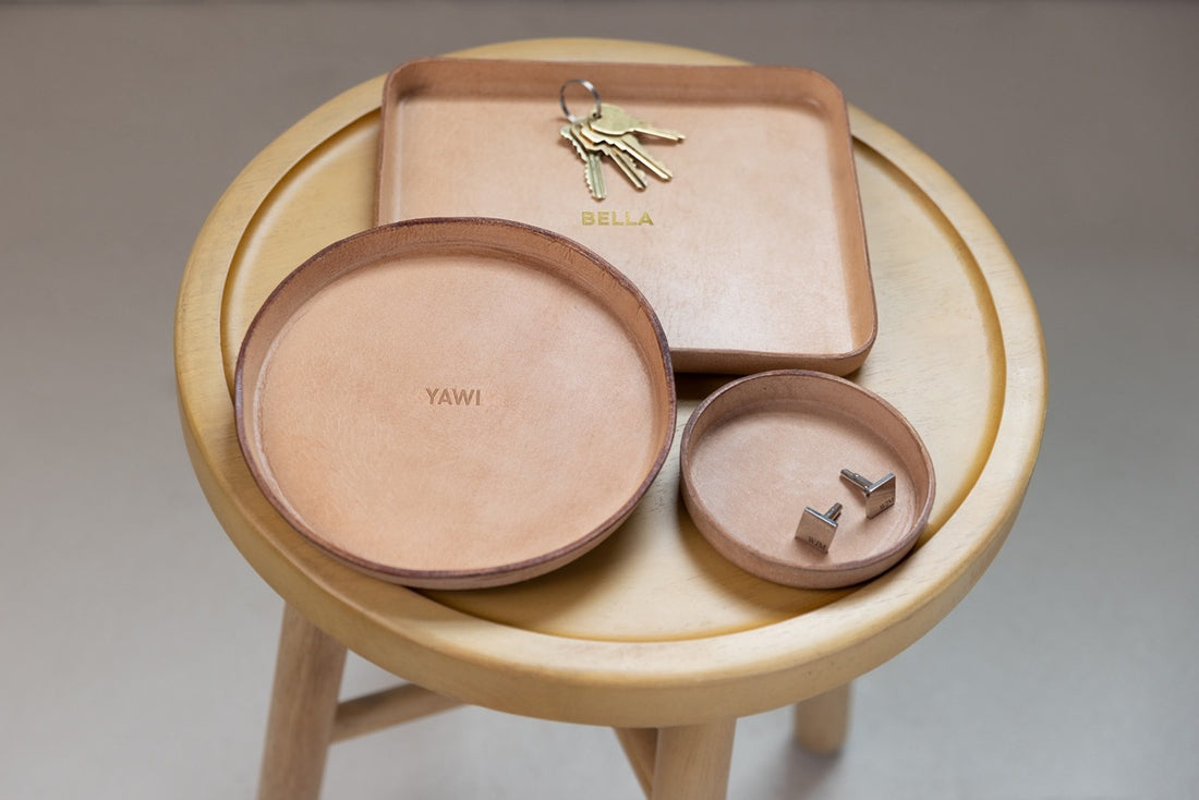 Personalized Molded Leather Valet Tray