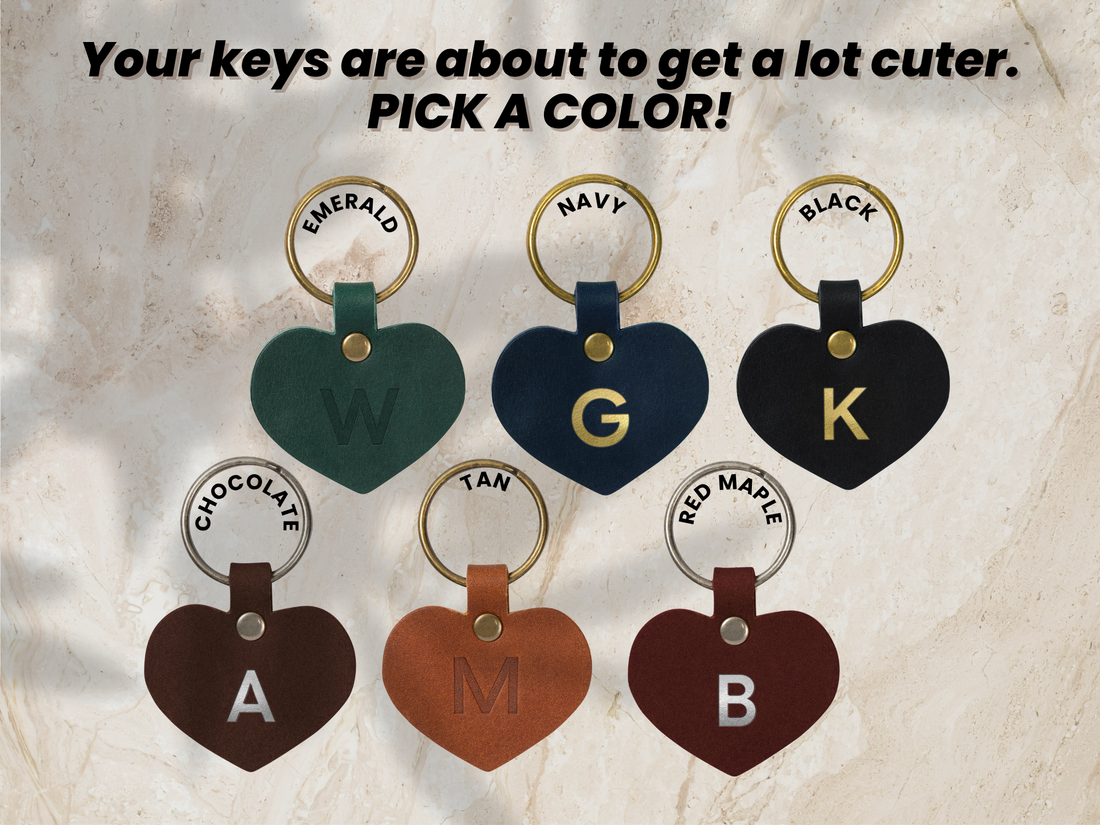 Personalized Leather Heart Keychain