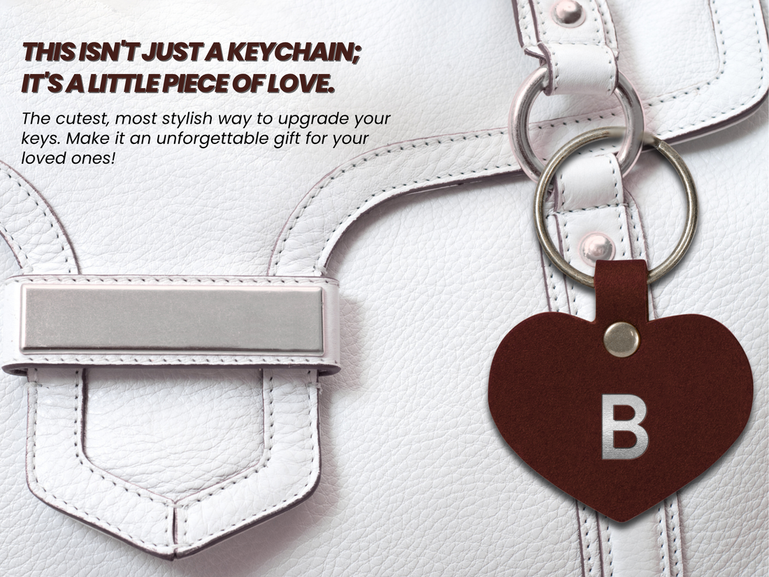 Personalized Leather Heart Keychain