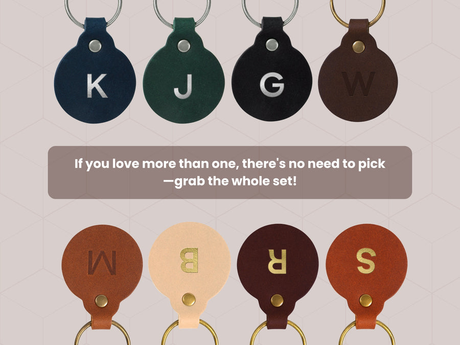 Personalized Leather Circle Key Fob