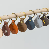 Personalized Leather Circle Key Fob
