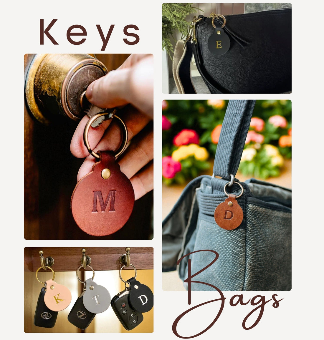 Personalized Leather Circle Key Fob
