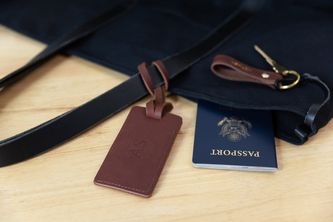 Personalized Leather Luggage Tags for Your Next Trip - Saddle / Machine Sewn