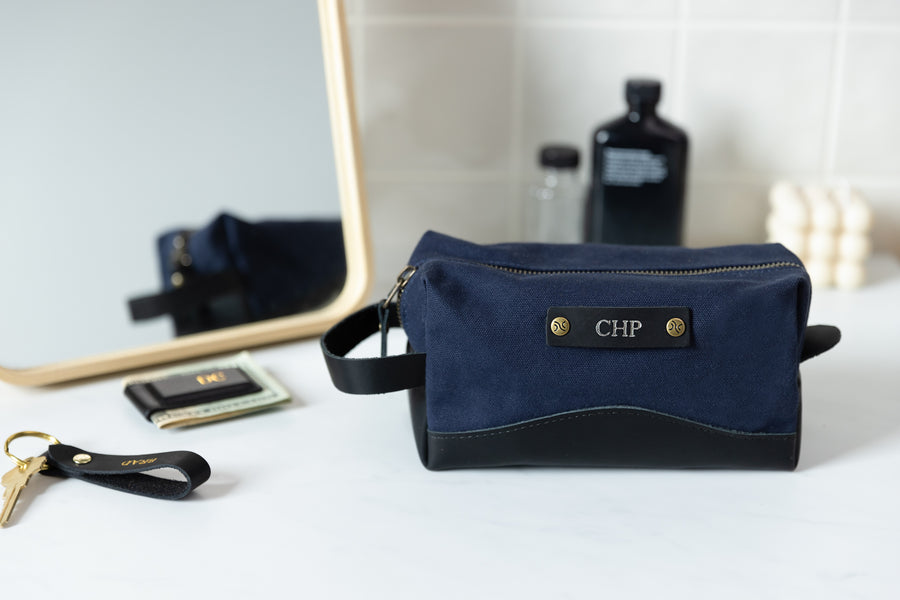Personalized Canvas and Leather Dopp Kit