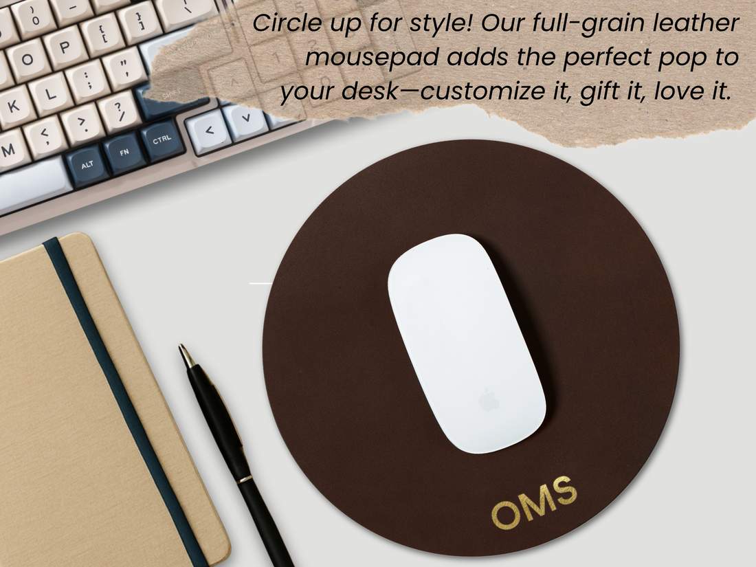 Personalized Round Leather Mouse Pad