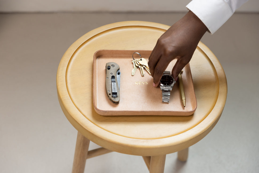Personalized Molded Leather Valet Tray