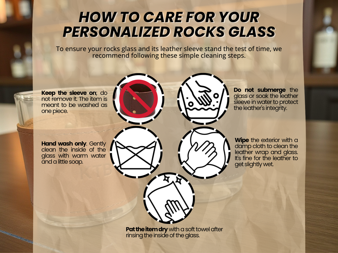 Monogrammed Leather Rocks Glass Cover