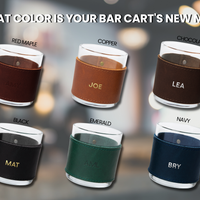 Monogrammed Leather Rocks Glass Cover