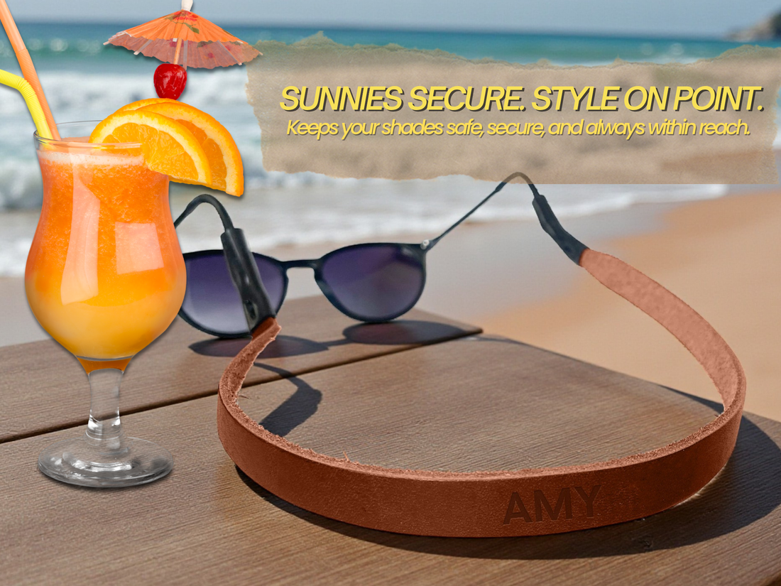 Monogrammed Leather Sunglass Strap