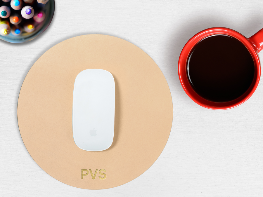 Personalized Round Leather Mouse Pad