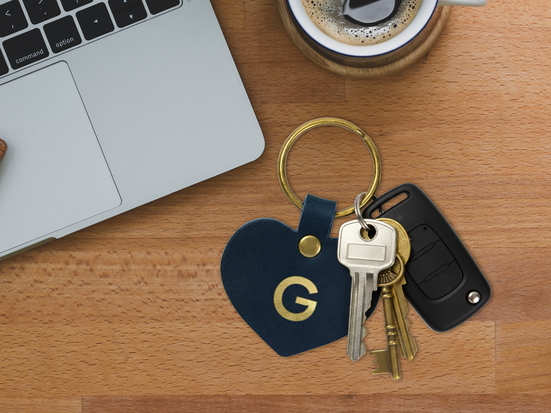 Personalized Leather Heart Keychain