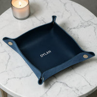 Personalized leather WFH desk set in navy