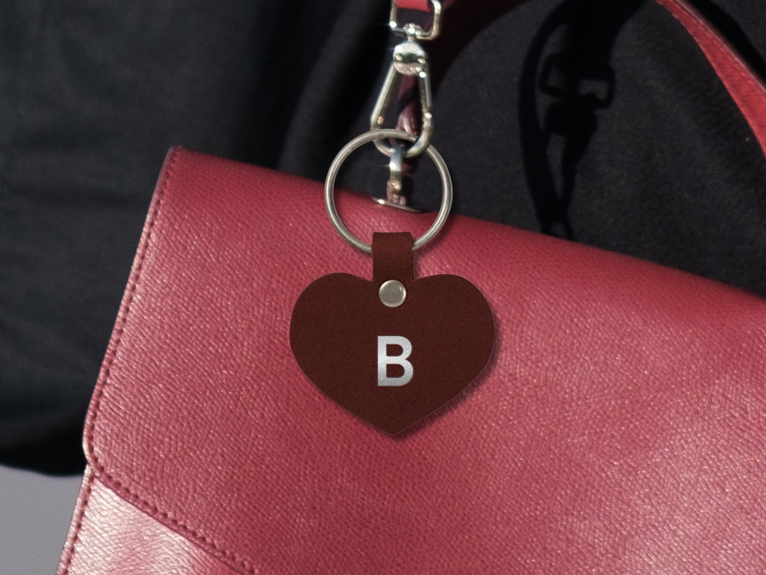 Personalized Leather Heart Keychain