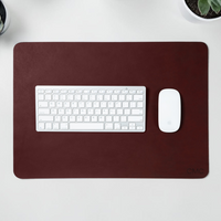 Personalized leather WFH desk set in red maple