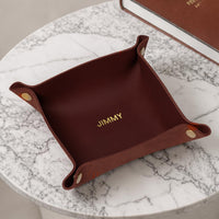 Personalized leather WFH desk set in red maple