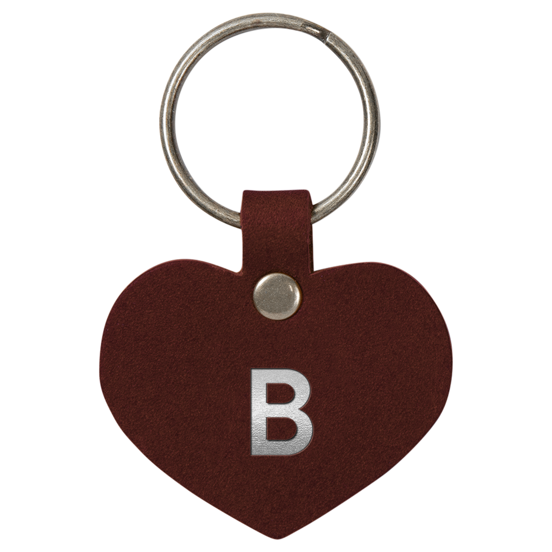 Personalized Leather Heart Keychain
