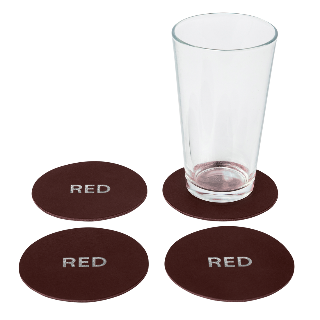 Personalized Leather Circle Coasters - Set of 4