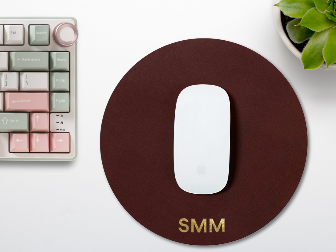 Personalized Round Leather Mouse Pad