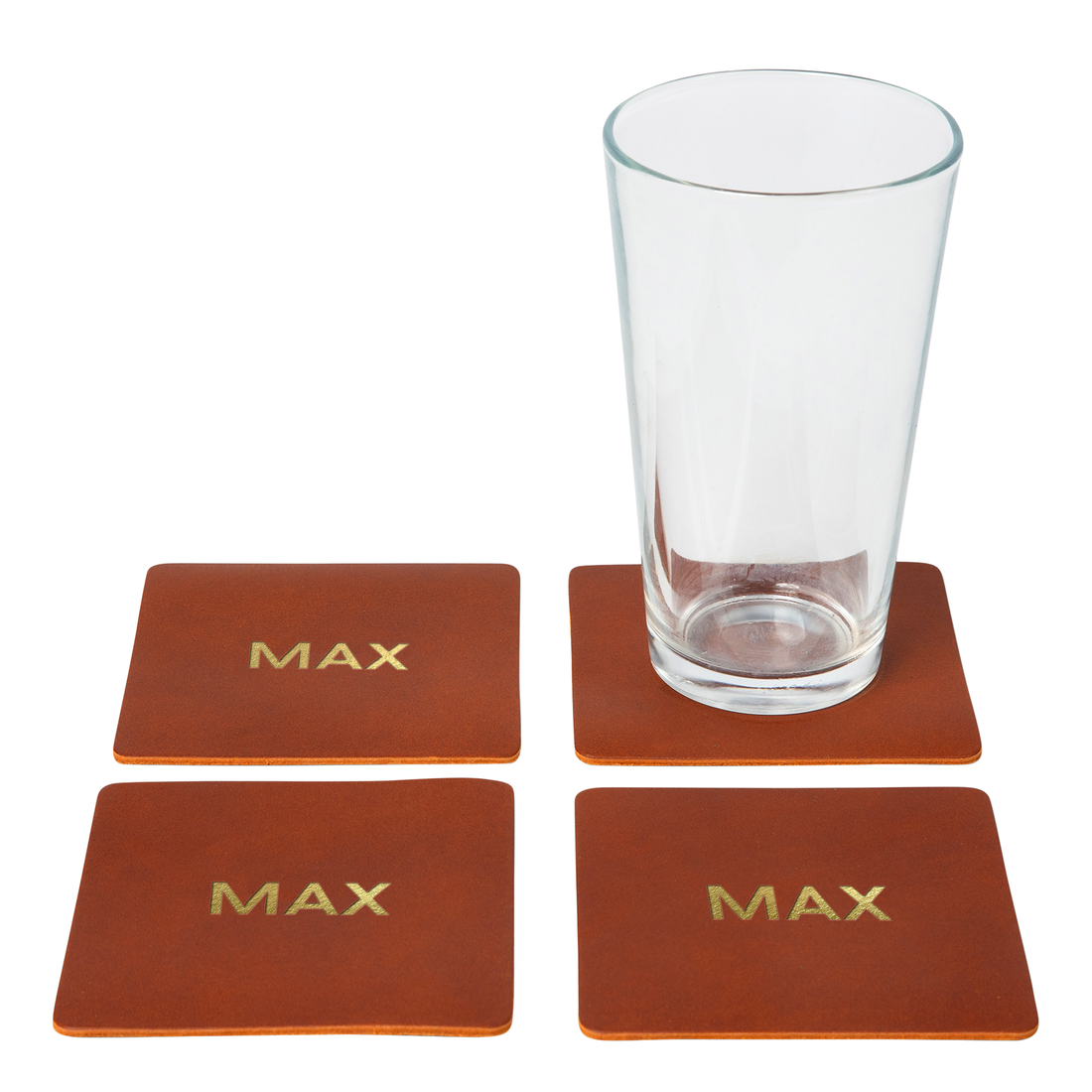 Personalized Leather Square Coasters - Set of 4