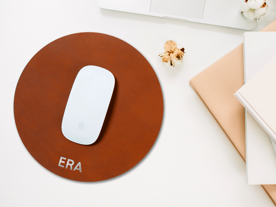 Personalized Round Leather Mouse Pad