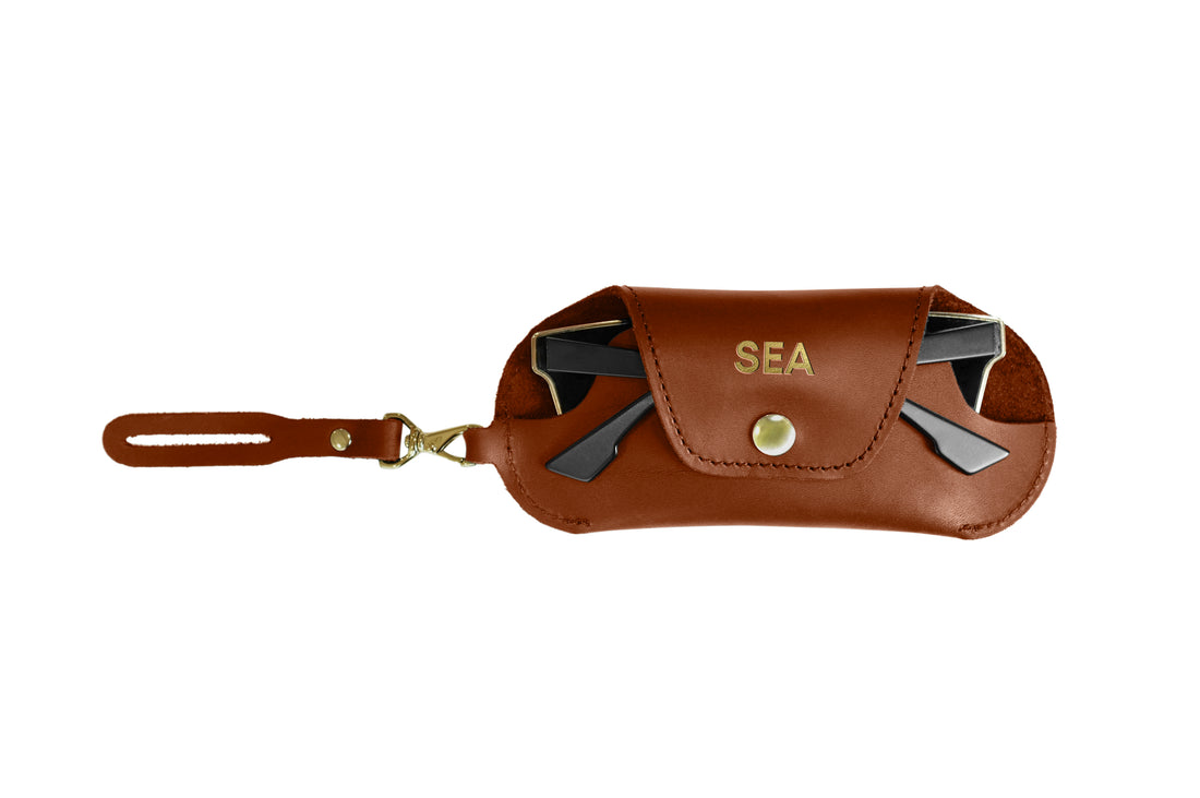 Personalized Leather Sunglasses Keychain