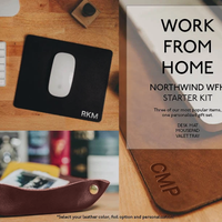 Personalized leather WFH desk set