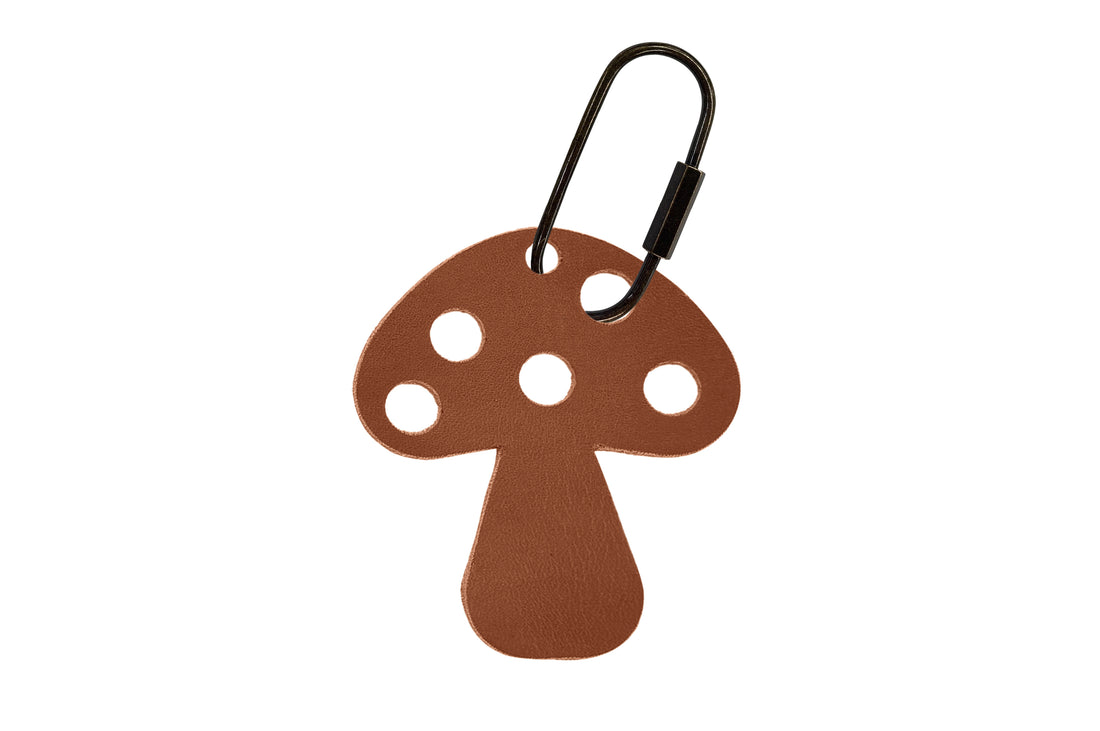 Handcrafted Leather Mushroom Bag Charm
