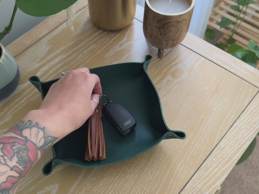 Personalized Leather Rivet Valet Tray