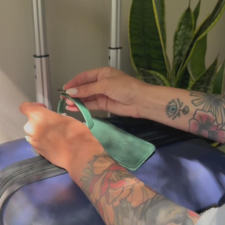 Personalized Sewn Leather Luggage Tag