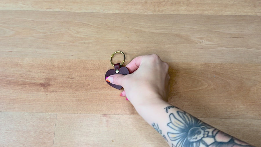 Custom Leather Heart Keychain. Personalized Key fob. Heart