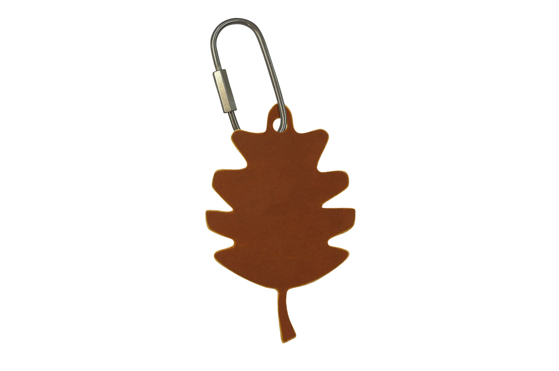 Handcrafted Leather Oak Leaf Bag Charm