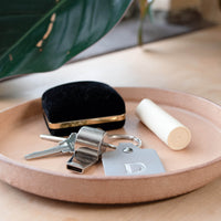 Round Molded Leather Valet Tray