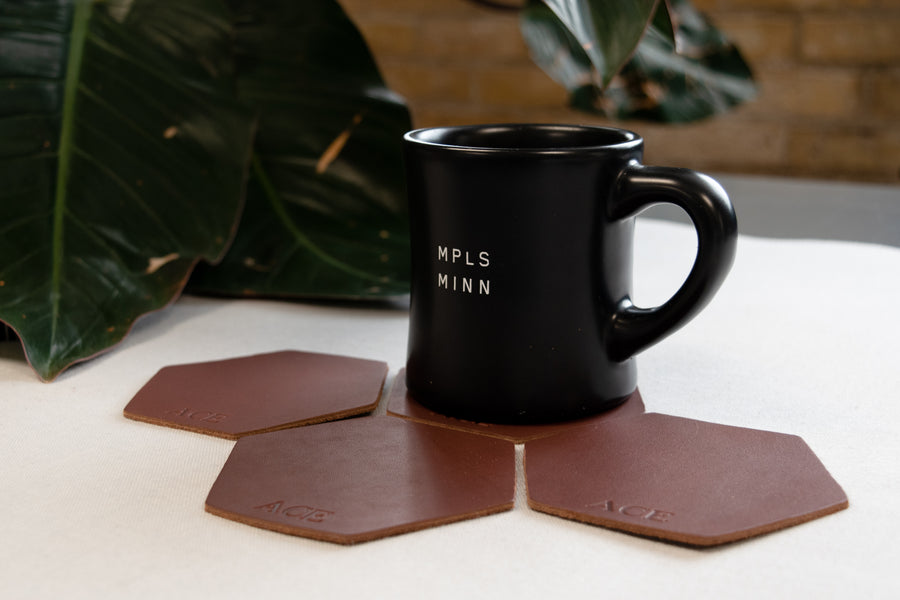 Personalized Leather Hexagon Coasters - Set of 4