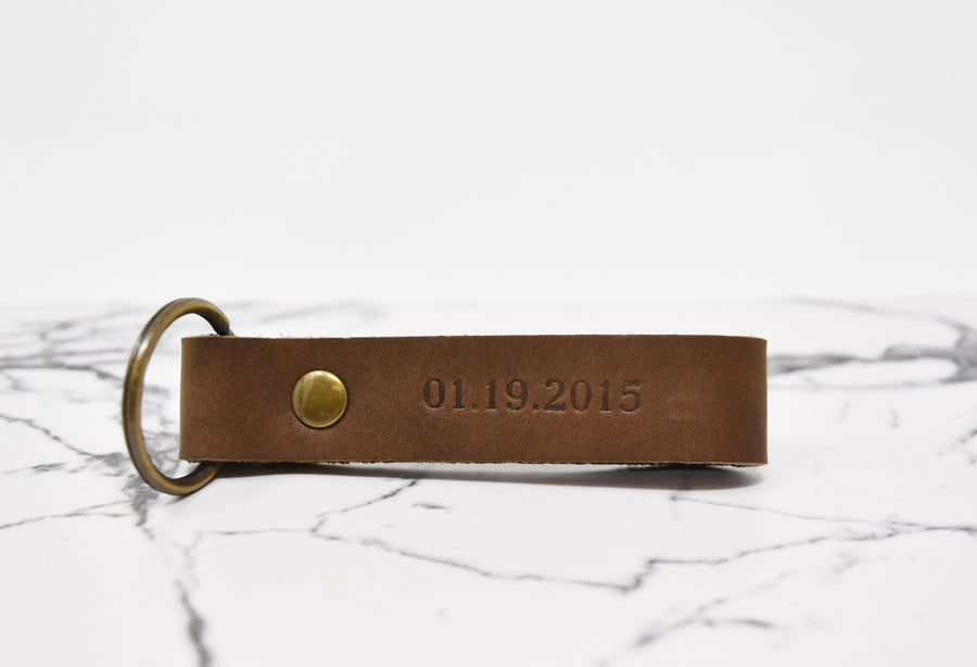 Double Sided Personalized Leather Keychain