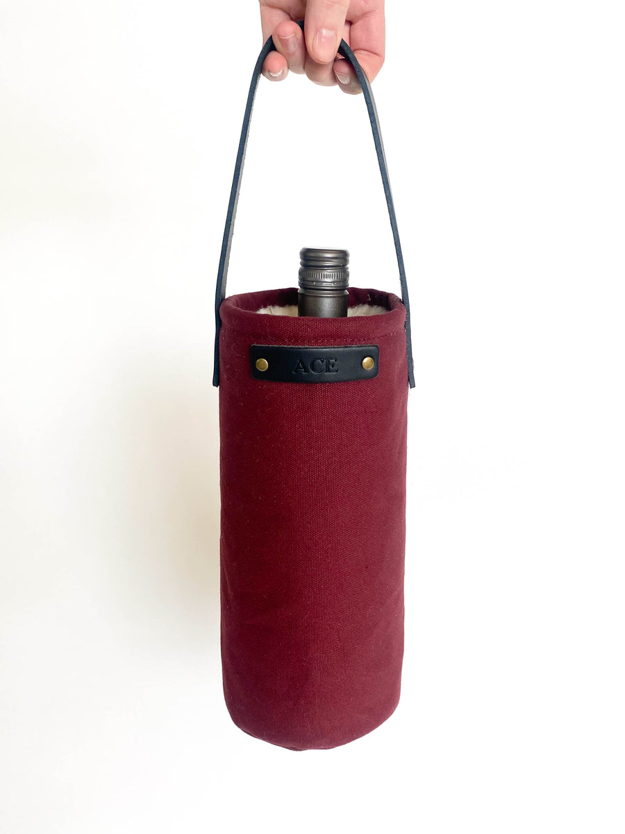Canvas Wine Carrier in Pine, Canvas Wine Carrier in Navy, Canvas Wine Carrier in Birch, Canvas Wine Carrier in Cranberry