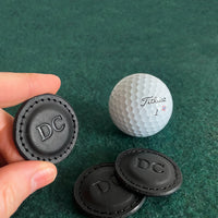 Custom golf ball markers Personalized leather golf markers  black Custom golf ball markers  custom engraved initials golf ball markers