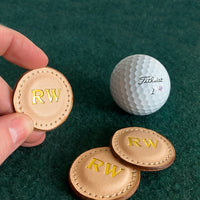 Custom golf ball markers Personalized leather golf markers  Natural Custom golf ball markers  custom engraved initials golf ball markers