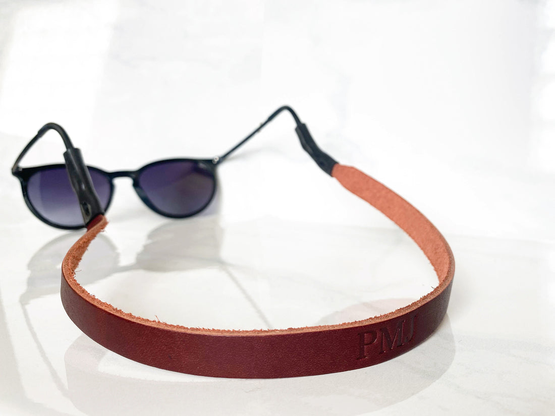 Monogrammed Leather Sunglass Strap