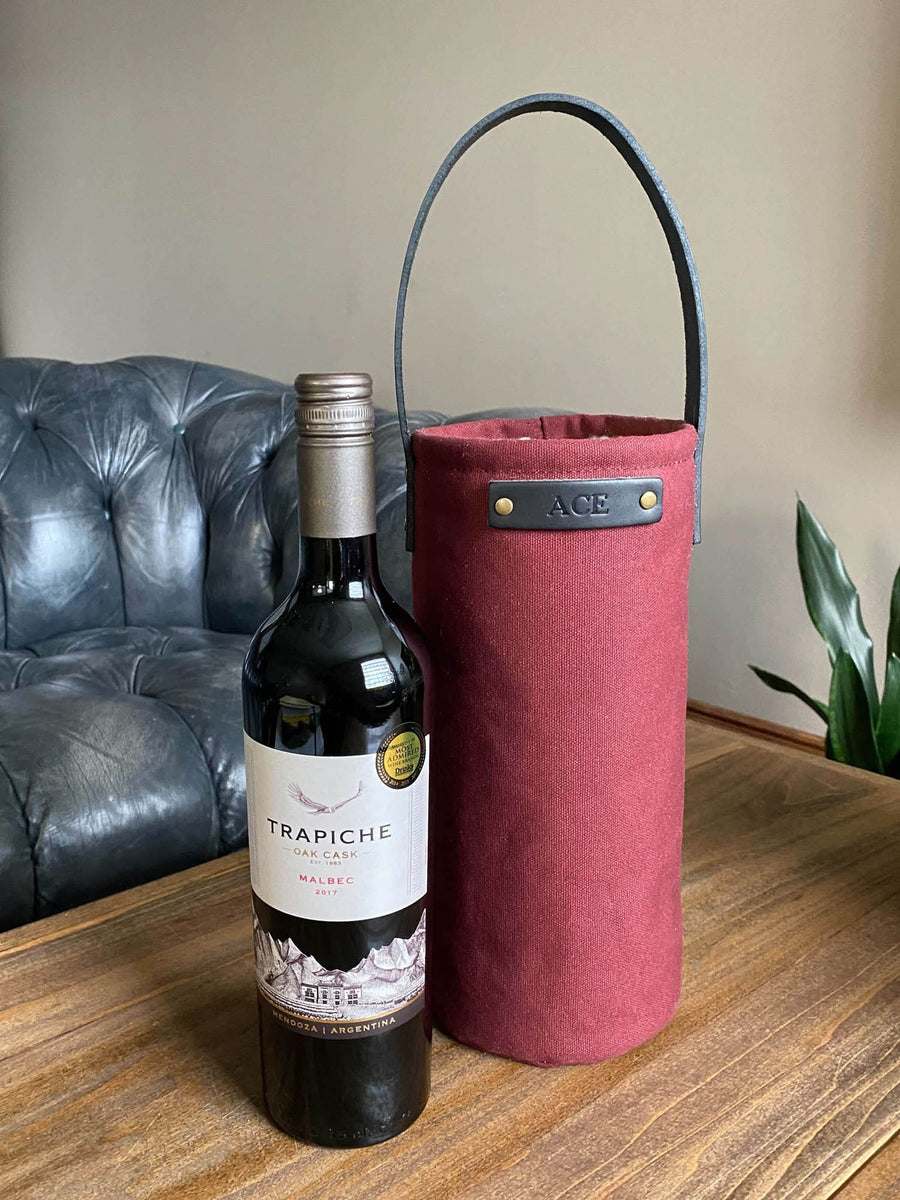 Canvas Wine Carrier in Pine, Canvas Wine Carrier in Navy, Canvas Wine Carrier in Birch, Canvas Wine Carrier in Cranberry