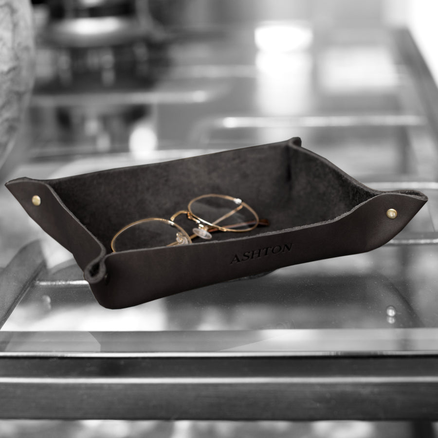 Personalized Leather Rivet Valet Tray