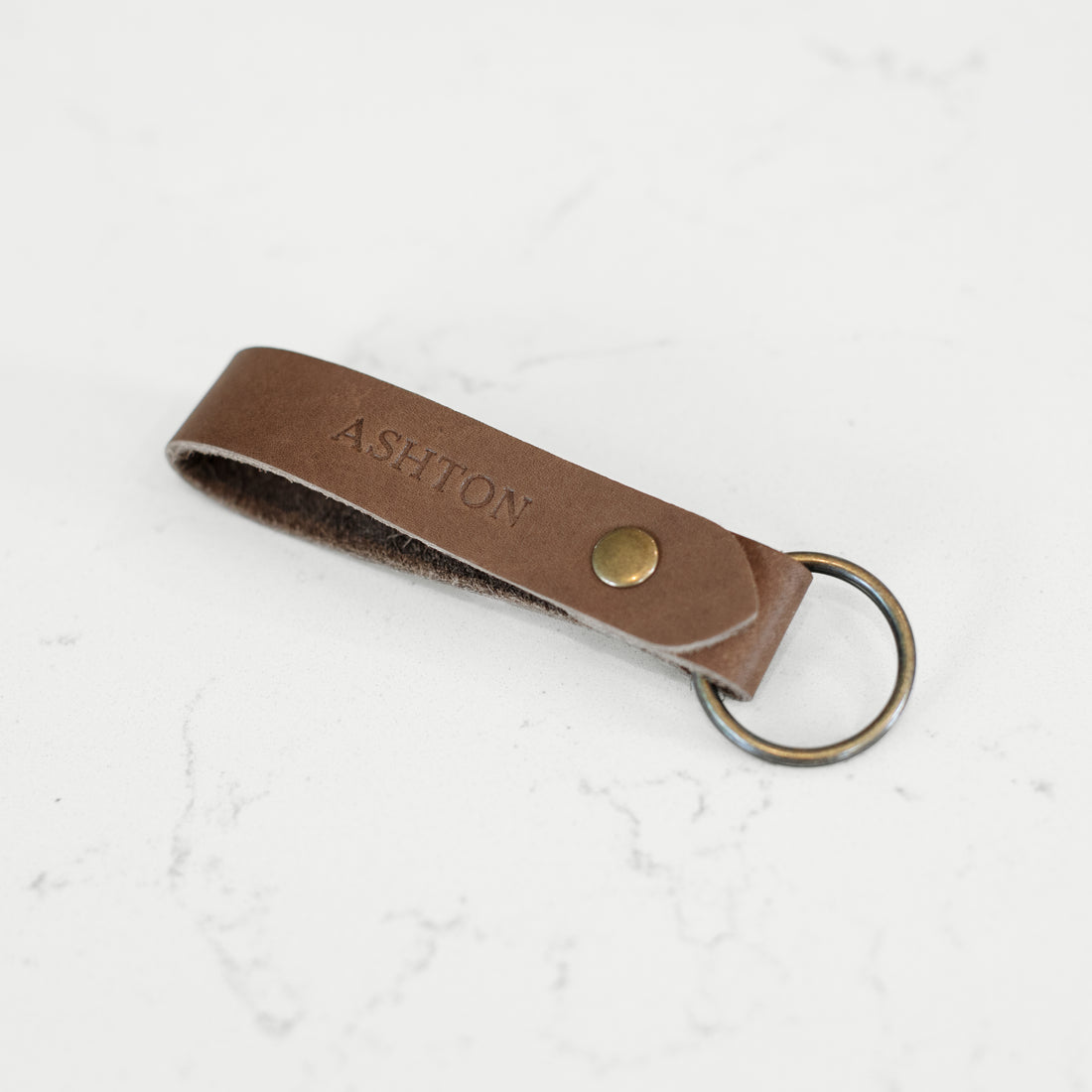 Personalized Leather Wallet Monogram Keychain Tan Leather 