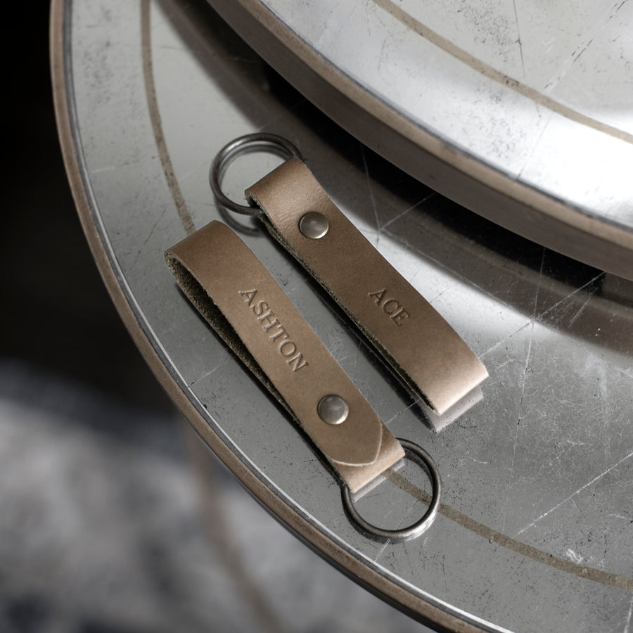 Custom Double Sided Leather Keychain in 