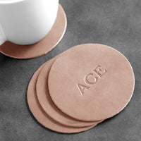 Personalized Leather Circle Coasters - Set of 4
