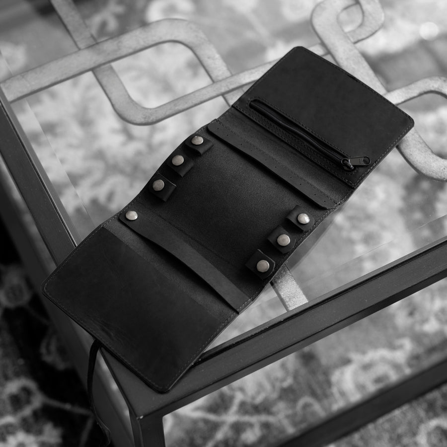 Custom Leather Jewelry Organizer in Black